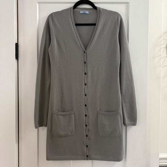Malo Made In Italy Gray Long Cardigan Sweater With Pockets sz 42 US 6 - Picture 1 of 7